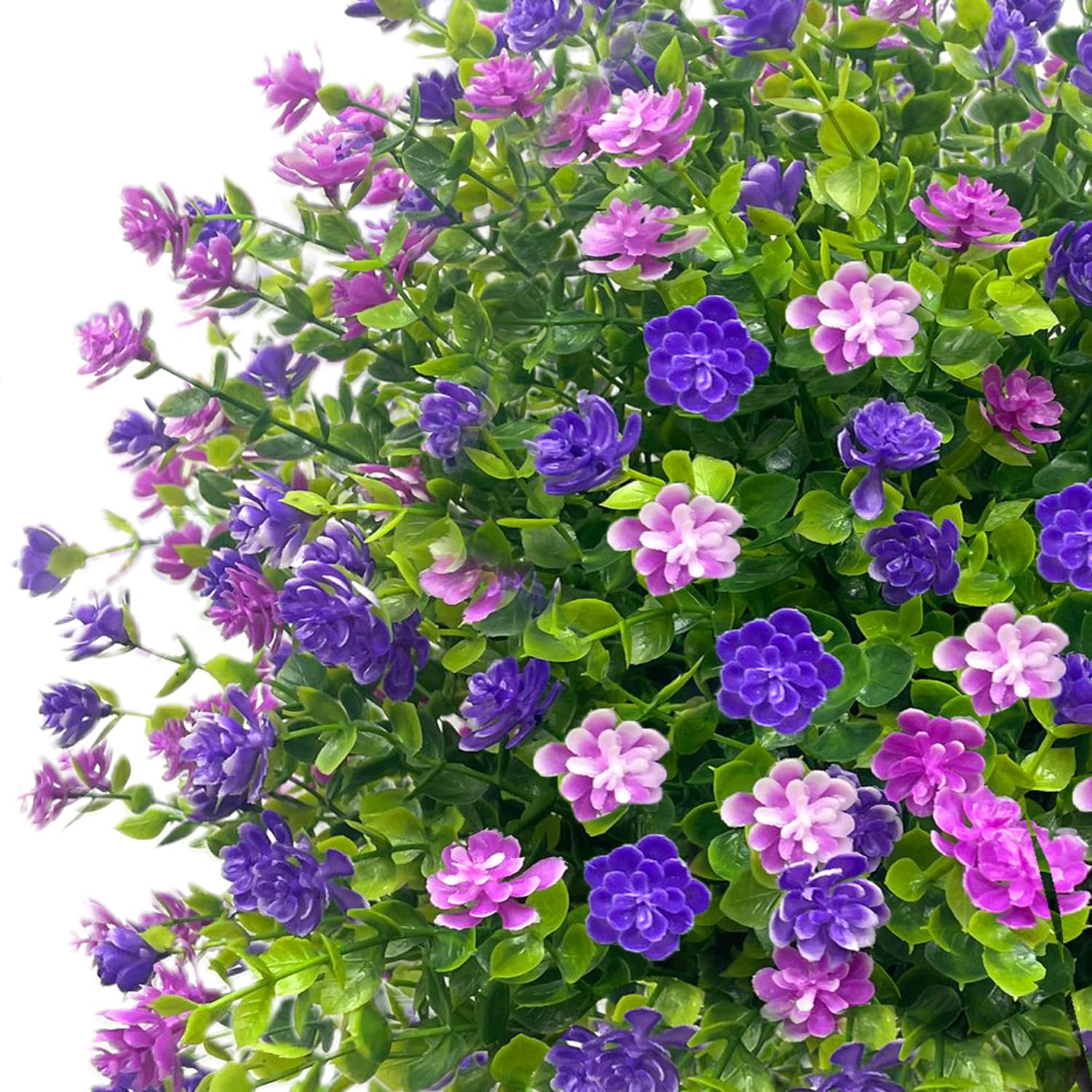 YUGYUM outdoor faux shrubs withstand rain and wind for curb appeal.