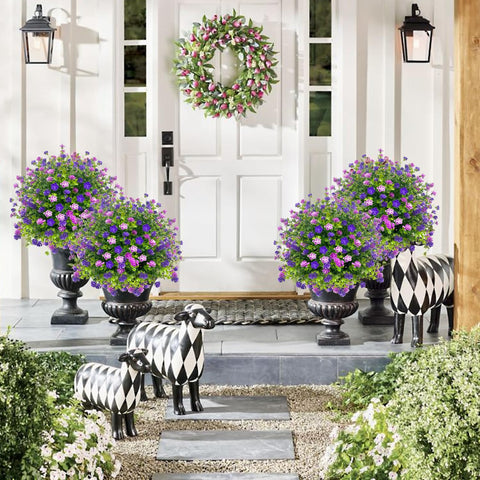 YUGYUM topiary ball tree spikes outdoor setup provides instant garden focal point.