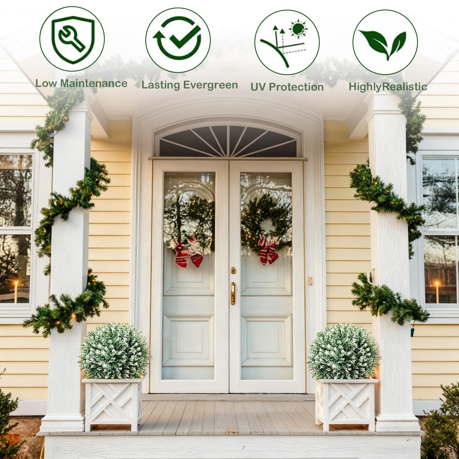 YUGYUM UV-resistant boxwood sphere suited for year-round garden displays