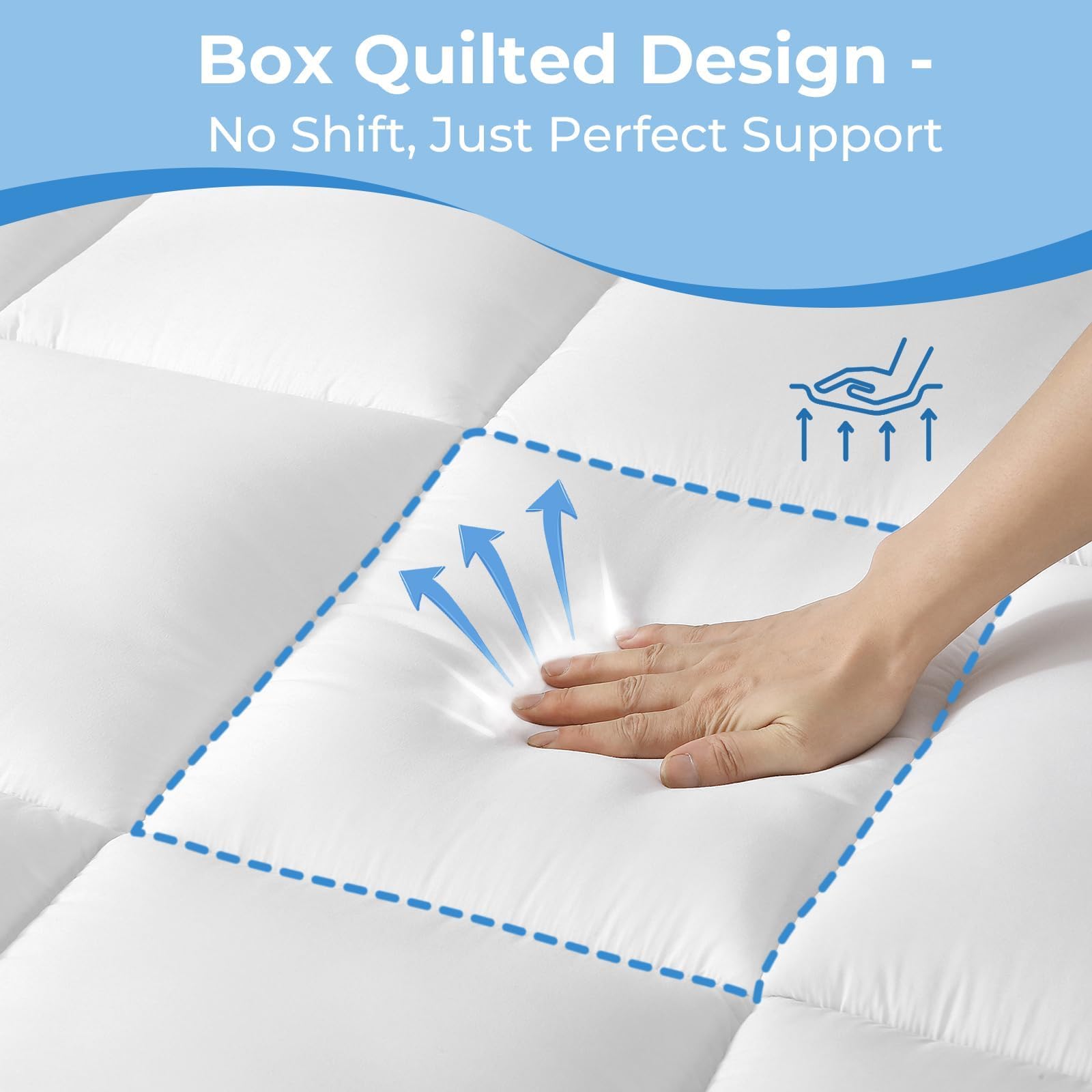 YUGYVOB deep-pocket topper fitting 8-21 inch mattresses securely