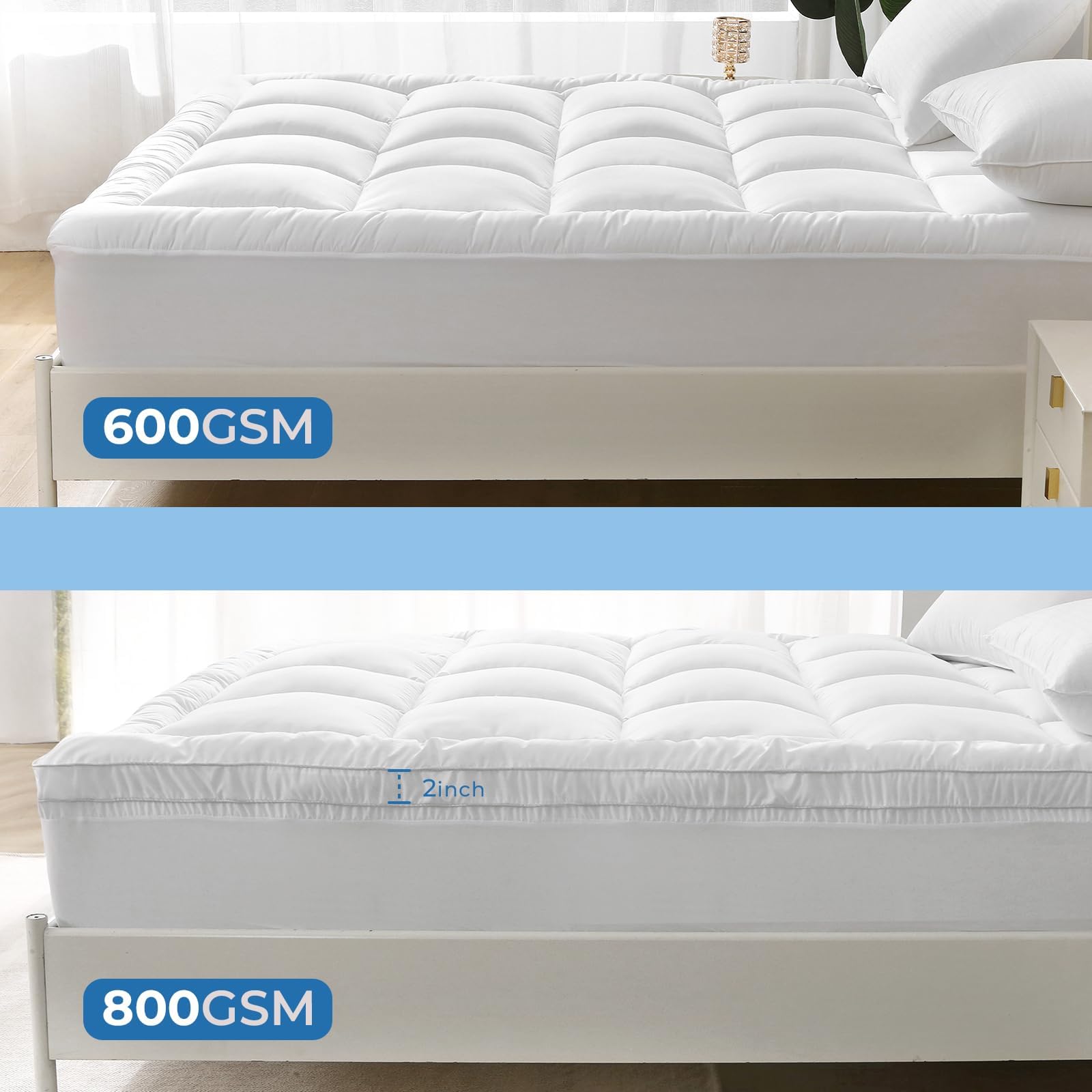 YUGYVOB white fabric texture of mattress topper ready for washing
