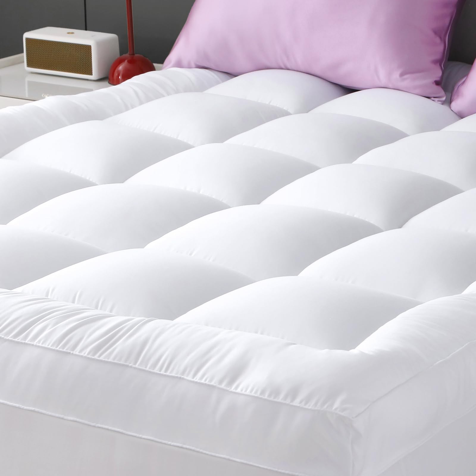 YUGYVOB twin mattress pad with 600gms spiral fiber for plush comfort