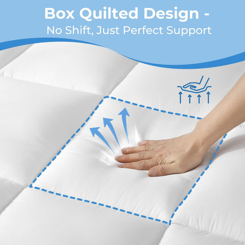 YUGYVOB queen topper fits 8 21 inch mattresses securely.