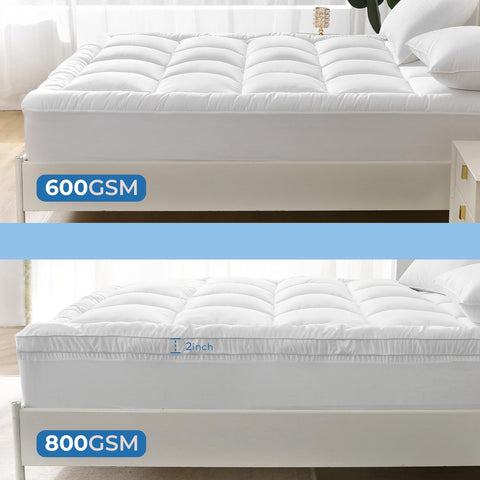 YUGYVOB machine washable topper for easy care.