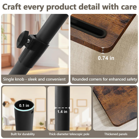YUHFERA 360° swivel tray table adapts to seating angles for comfort.