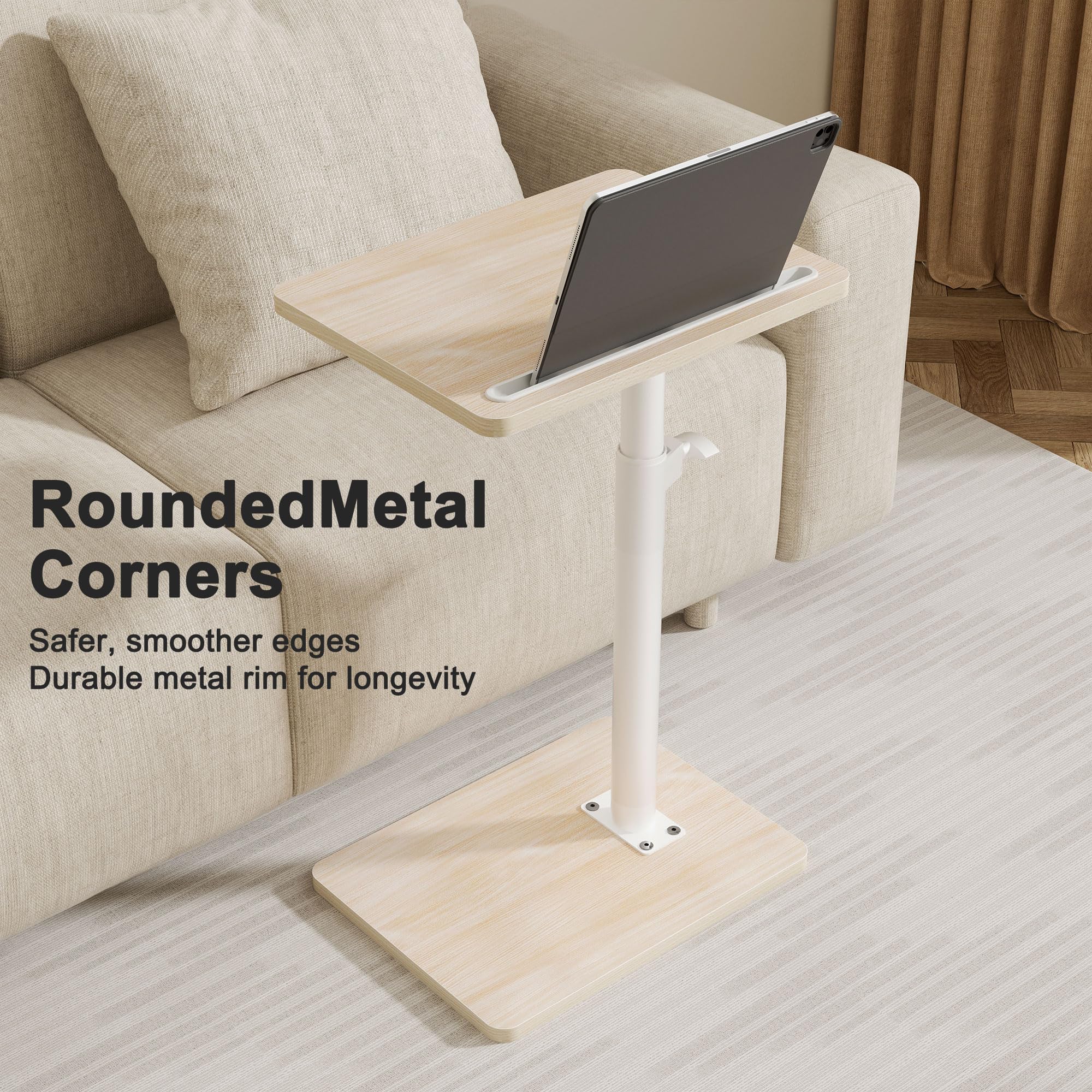 YUHFERA height adjustable table from 18 to 33 inches for chairs or beds.