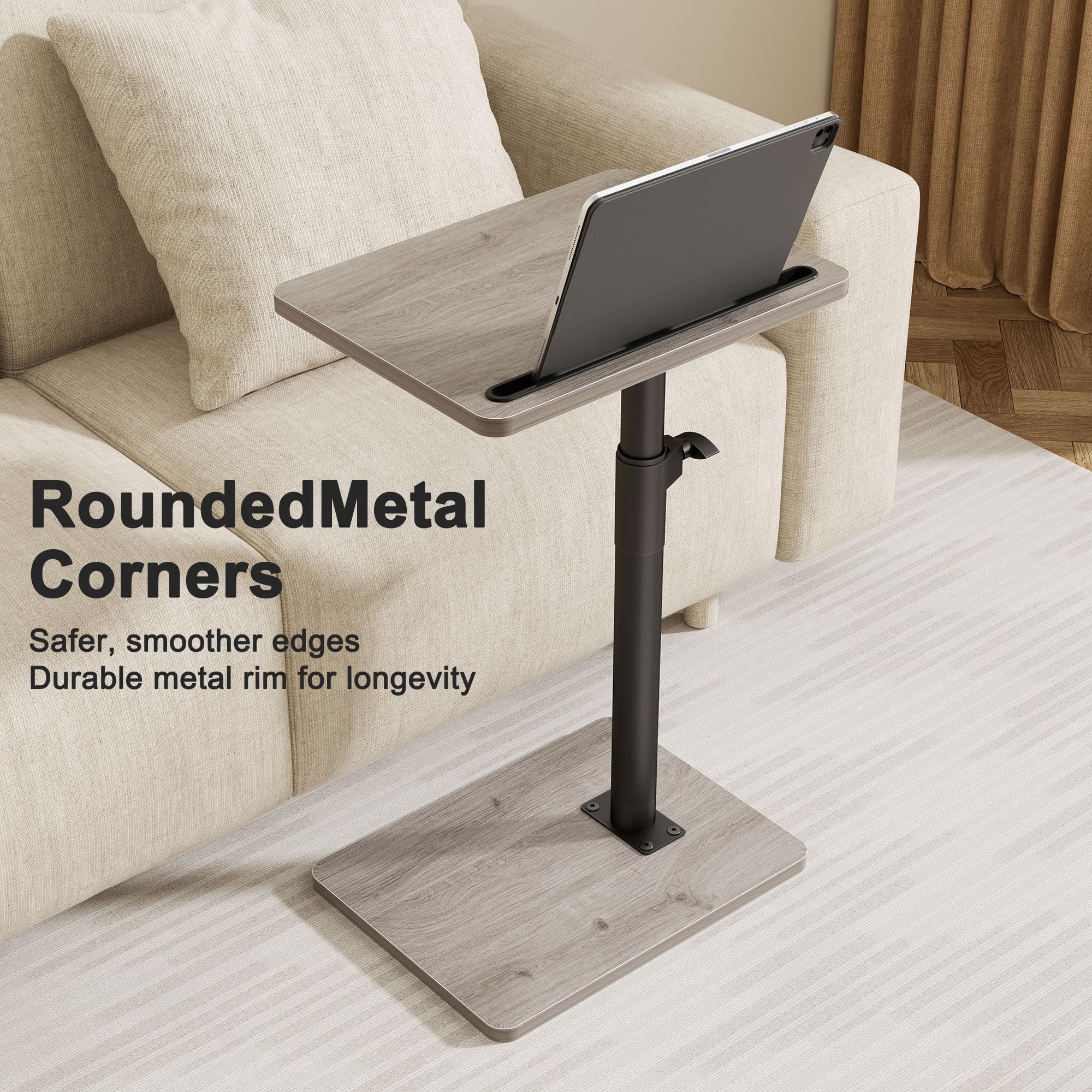 YUHFERA wine table on couch for relaxed evenings