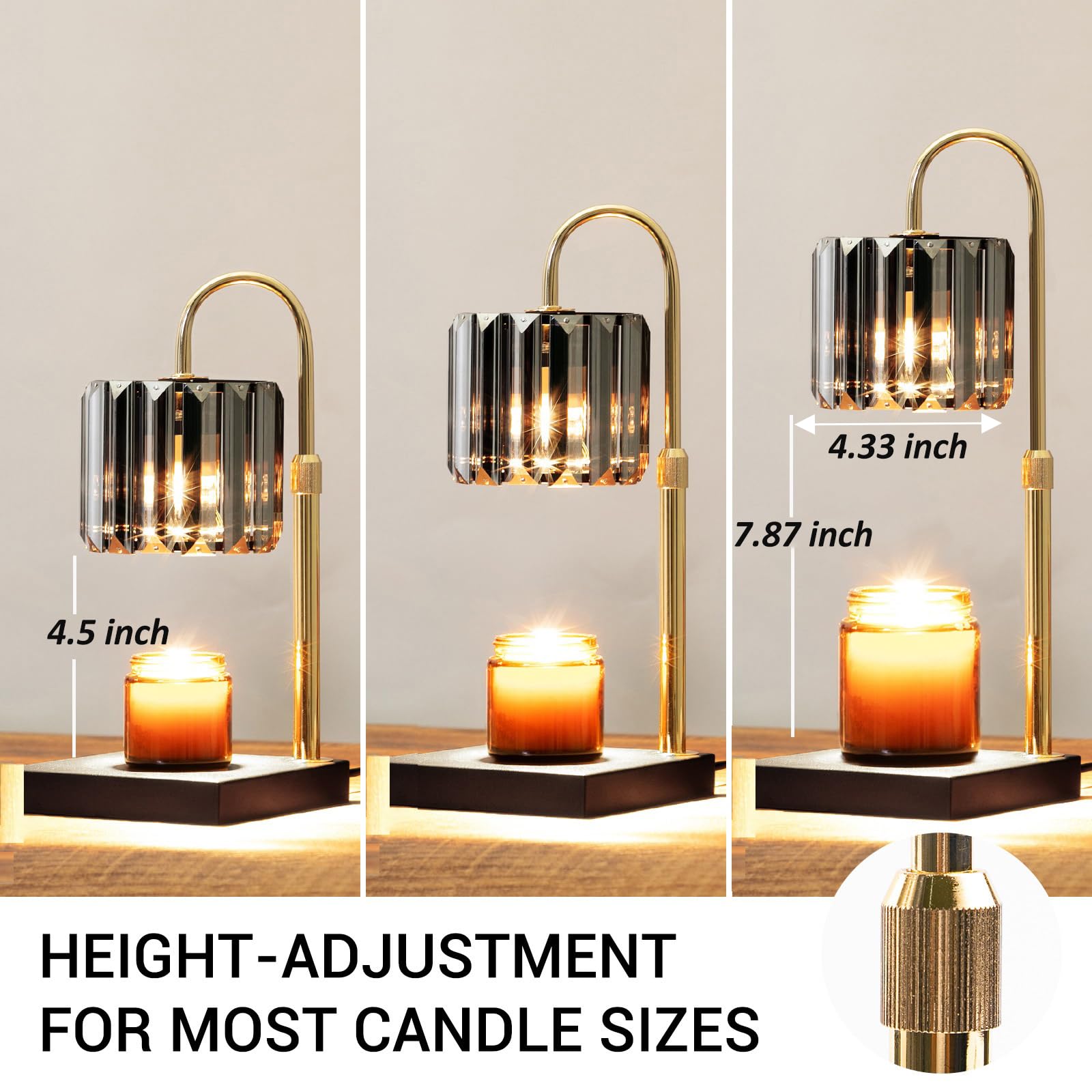 Yuichoy Candle Warmer Lamp dimmable brightness enables customized scent diffusion.