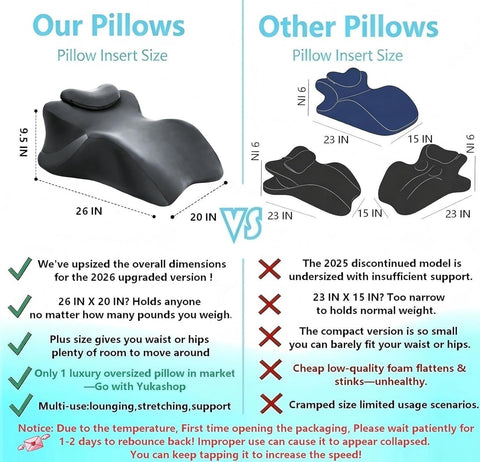 Yukashop couples pillow with oversized design ideal for shared lounging.