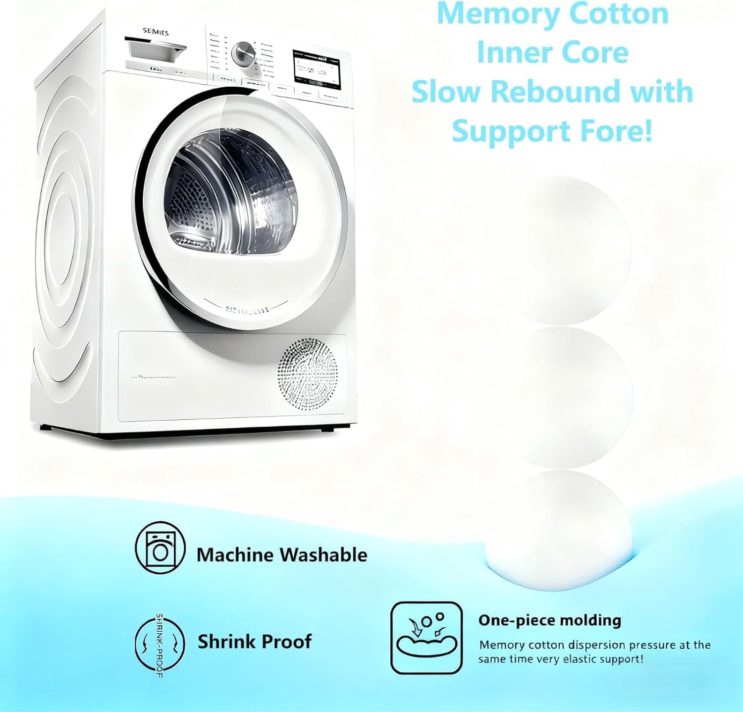 Yukashop easy-care pillow with removable cover is simple to clean.