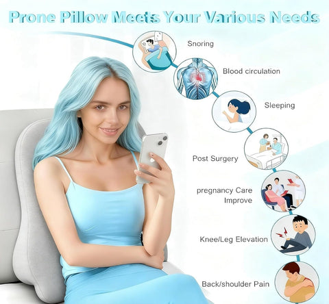 Yukashop prone-reading pillow highlights chest hollow for comfortable face-down reading.