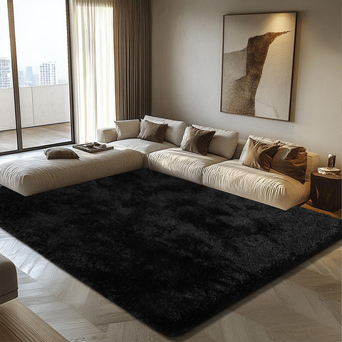 Yulidayang 6x9 fluffy area rug in living room adds cozy warmth and modern style.