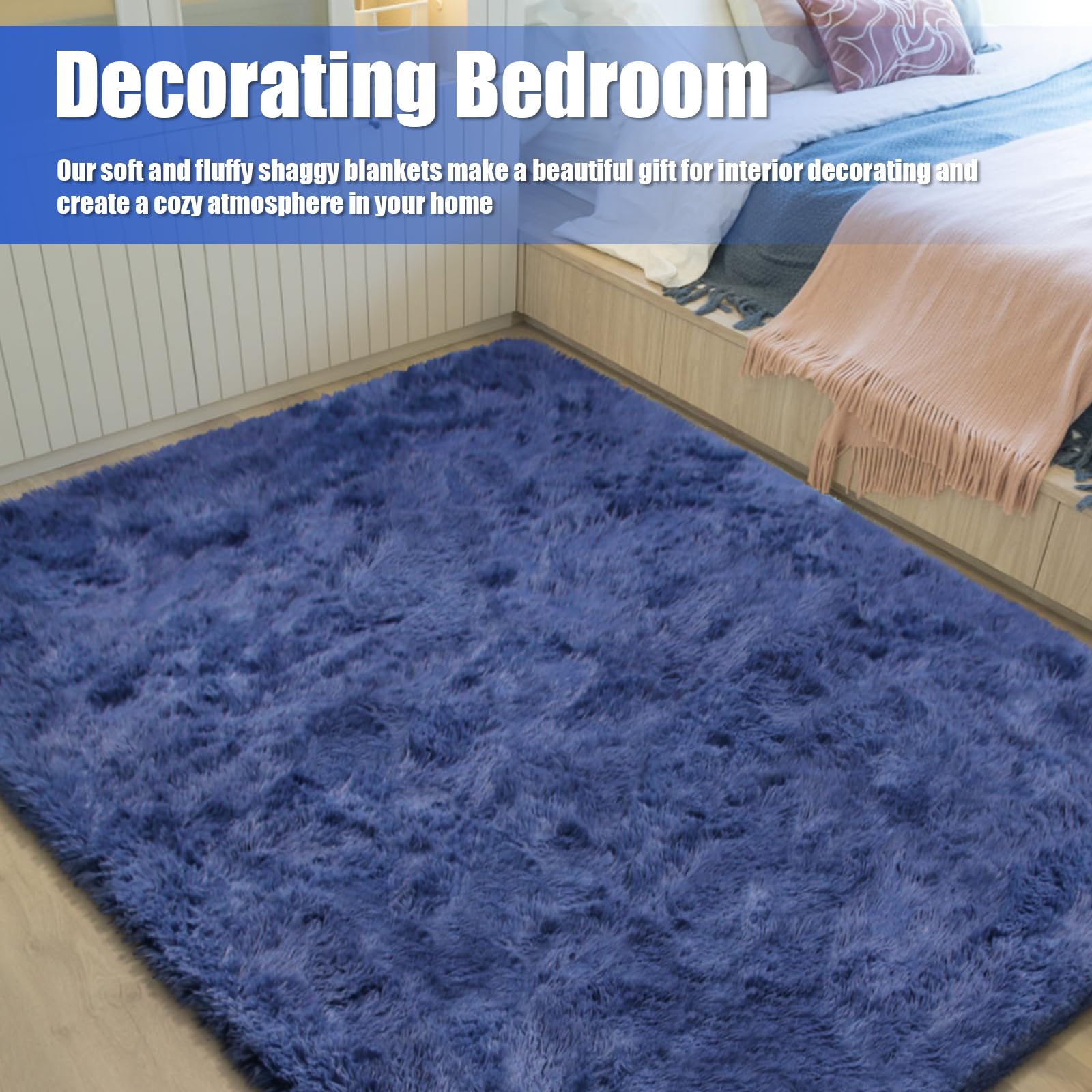 Yulidayang easy-clean fluffy rug cleans with cold water or vacuum
