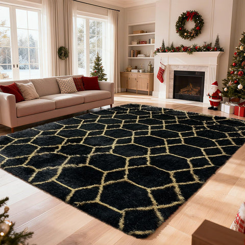 Yulidayang fluffy rug for living room geometry adds warmth and elegance
