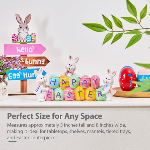 yumhum hand-painted bunny trio brightens spring decor on mantels or desks
