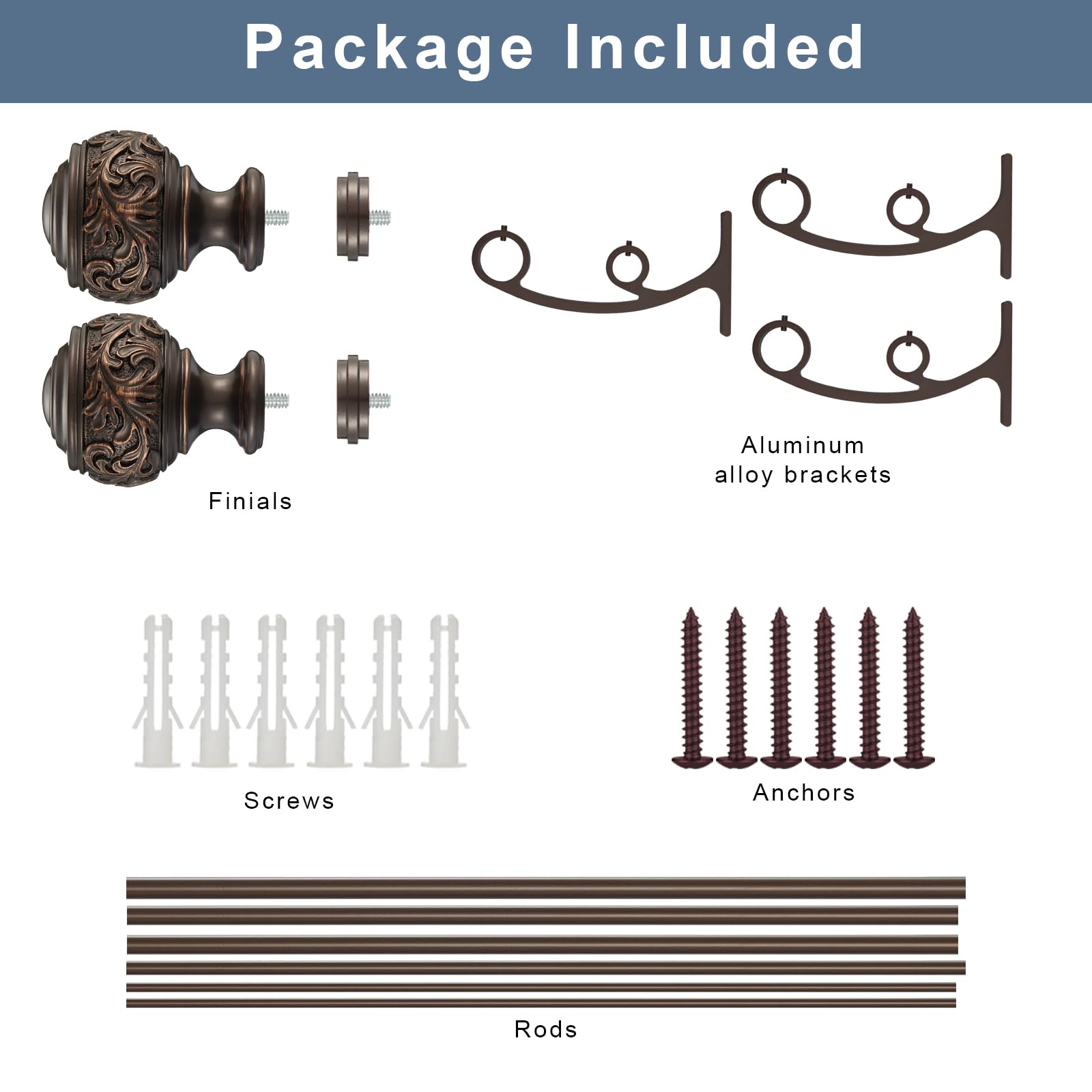 YuMierle setup shows compatibility with blackout and sheer curtains for layering