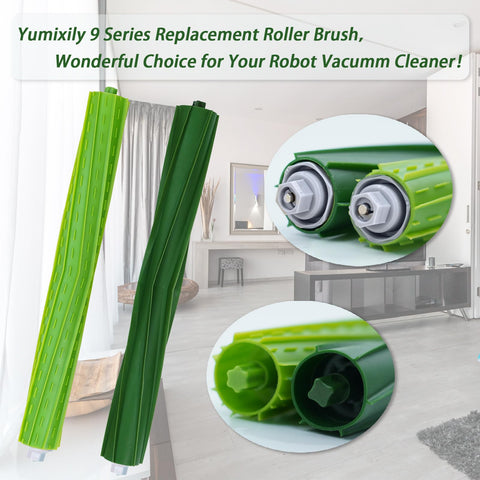 Yumixily Roomba S9 dual rubber brush set durable PC material for long-lasting use.