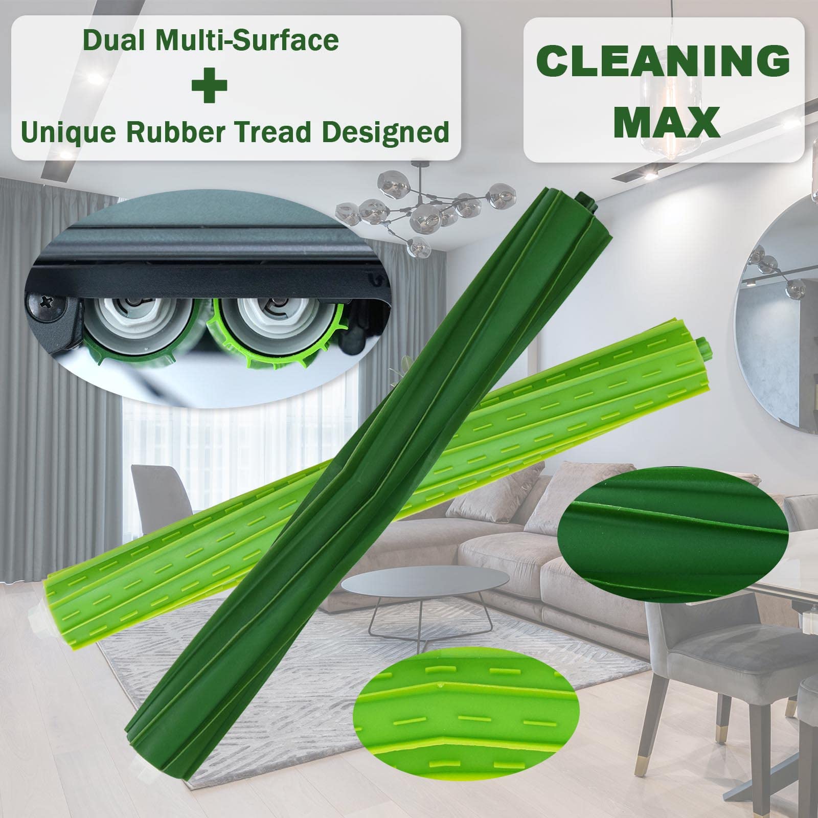 Yumixily Roomba S9 dual rubber brush set optimized for vacuum cleaner maintenance.