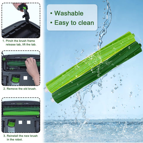 Yumixily Roomba S9 dual rubber brush set reduces tangles and improves pickup.