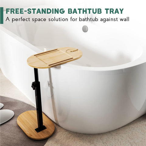 Yumkfoi bamboo tray surface with water-resistant lacquer for durable bathroom use