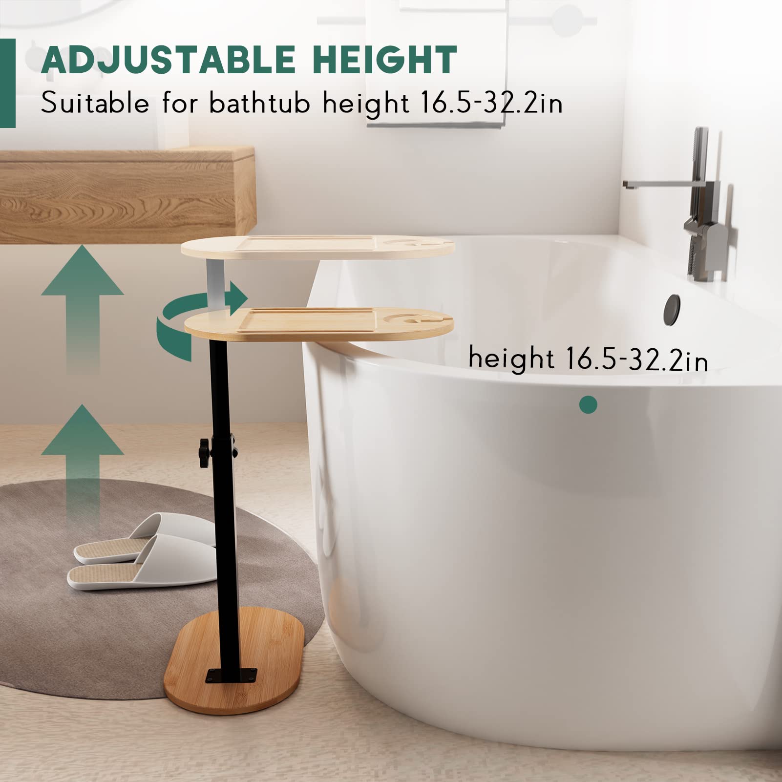 Yumkfoi bath tray with five compartments keeps essentials within reach