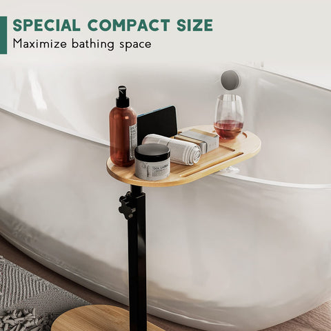 Yumkfoi freestanding bath tray base provides stable support during a relaxing soak