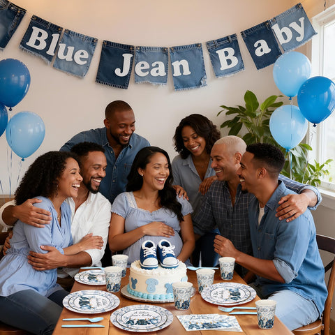 Yungyan blue jean baby cutlery set, sturdy disposable utensils for easy dining.