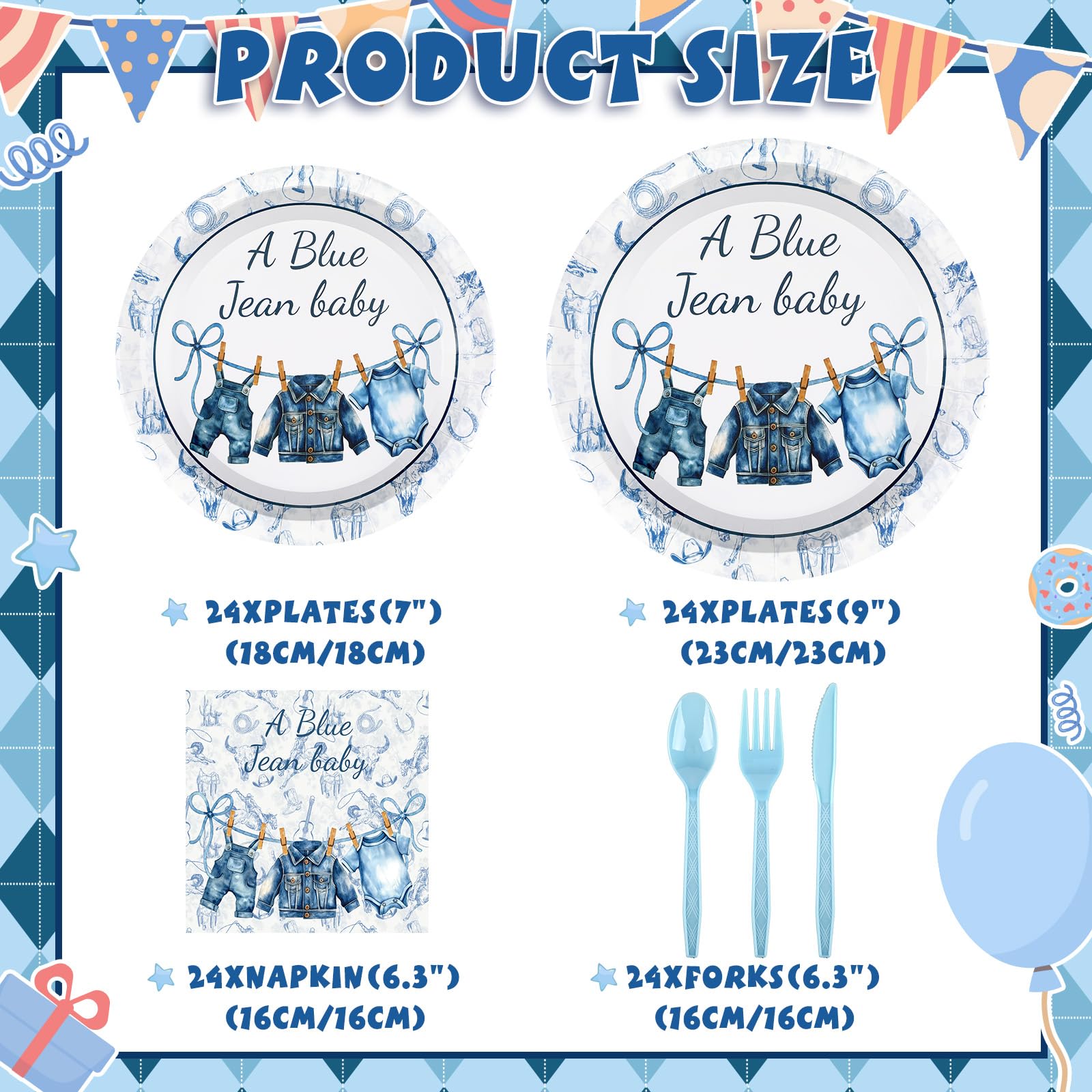 Yungyan blue jean baby dessert plate, 7-inch for stylish treats.