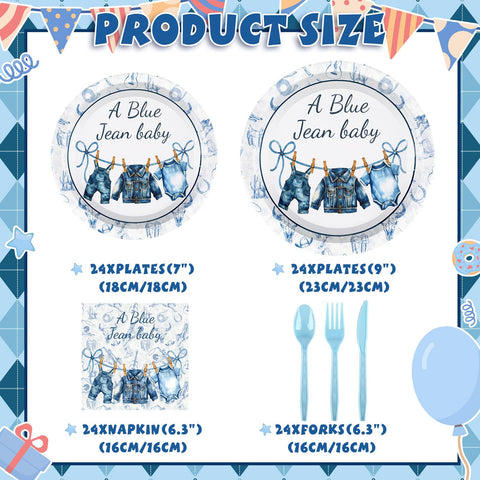 Yungyan blue jean baby dessert plate, 7-inch for stylish treats.