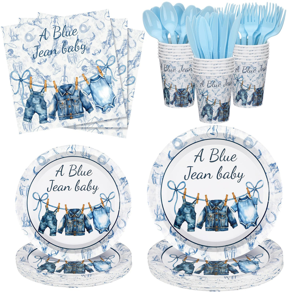 Yungyan blue jean baby dinner plate, durable and spill-resistant for gatherings.