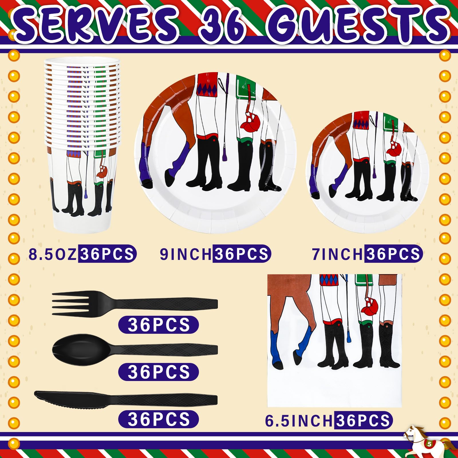Yungyan Derby Day 7-inch plates with vibrant derby motif for easy portions