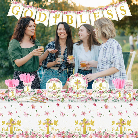 Yungyan God Bless banner for festive christening décor.