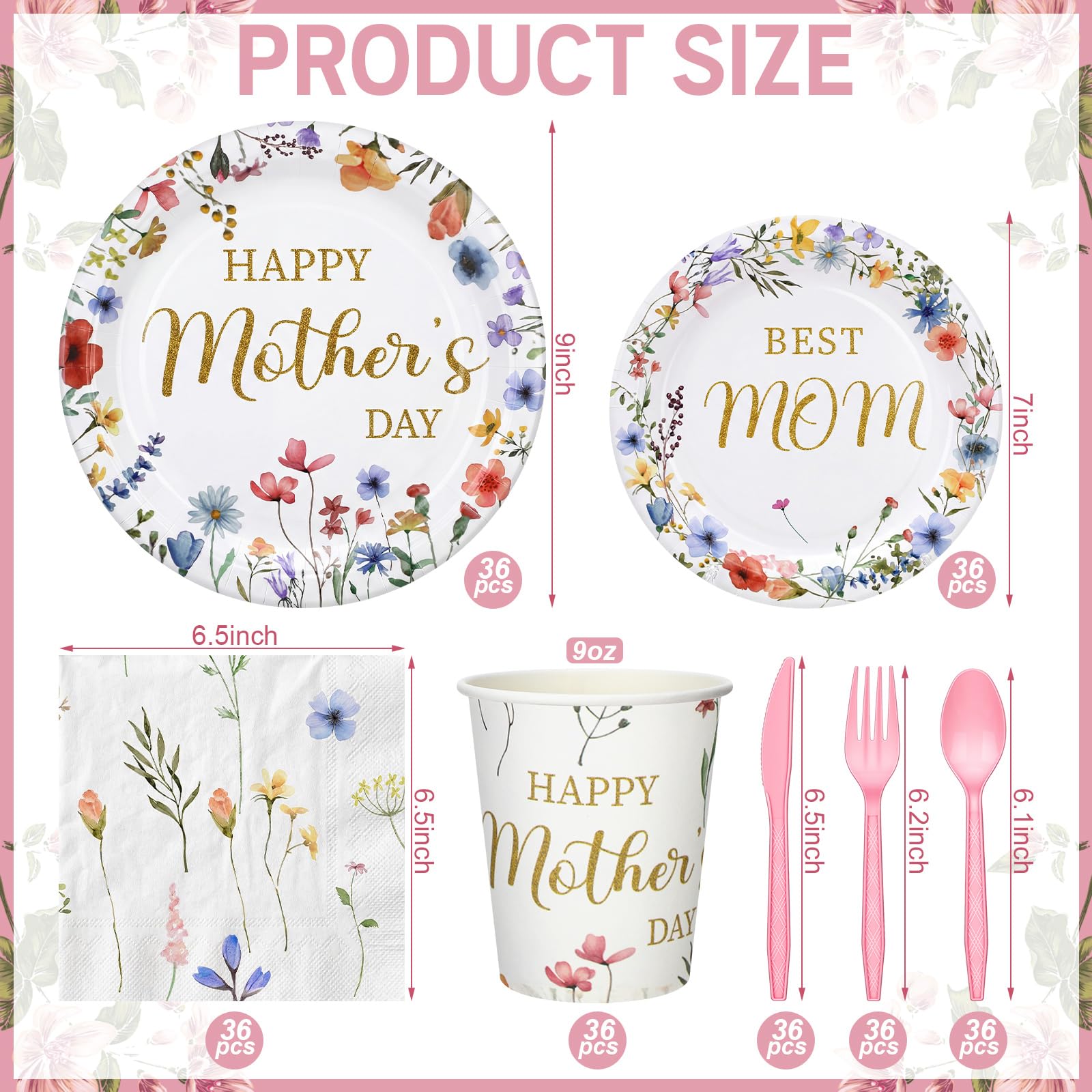 Yungyan Mother's Day wildflower 9 inch plates ideal for mains and festive portions