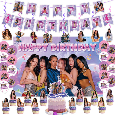 YUNKELIU Happy Birthday banner adds bold color for a vibrant fan party.