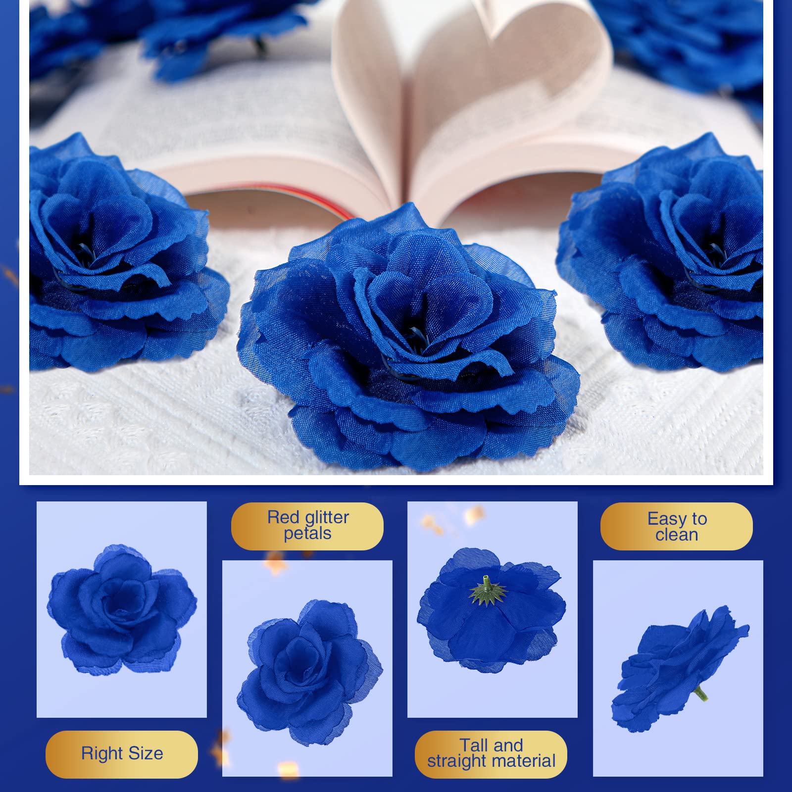 Yunlly blue silk rose stems bendable for custom flower arrangements