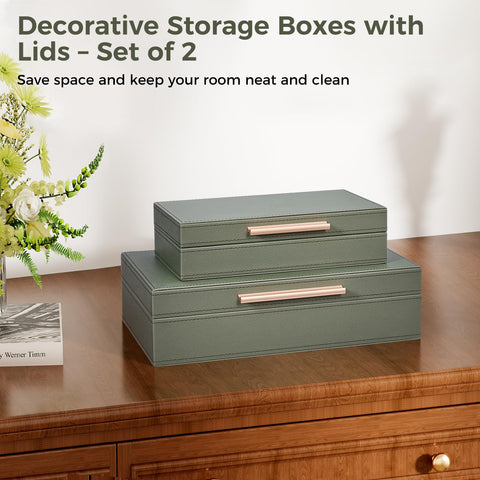 YUNSCEND decorative boxes with lids green small keep keys and mail organized