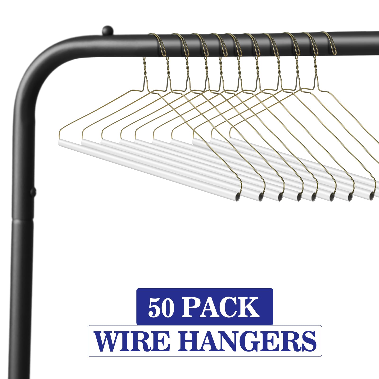 Yuntau 16-inch gold wire hangers aiding space-saving closet organization