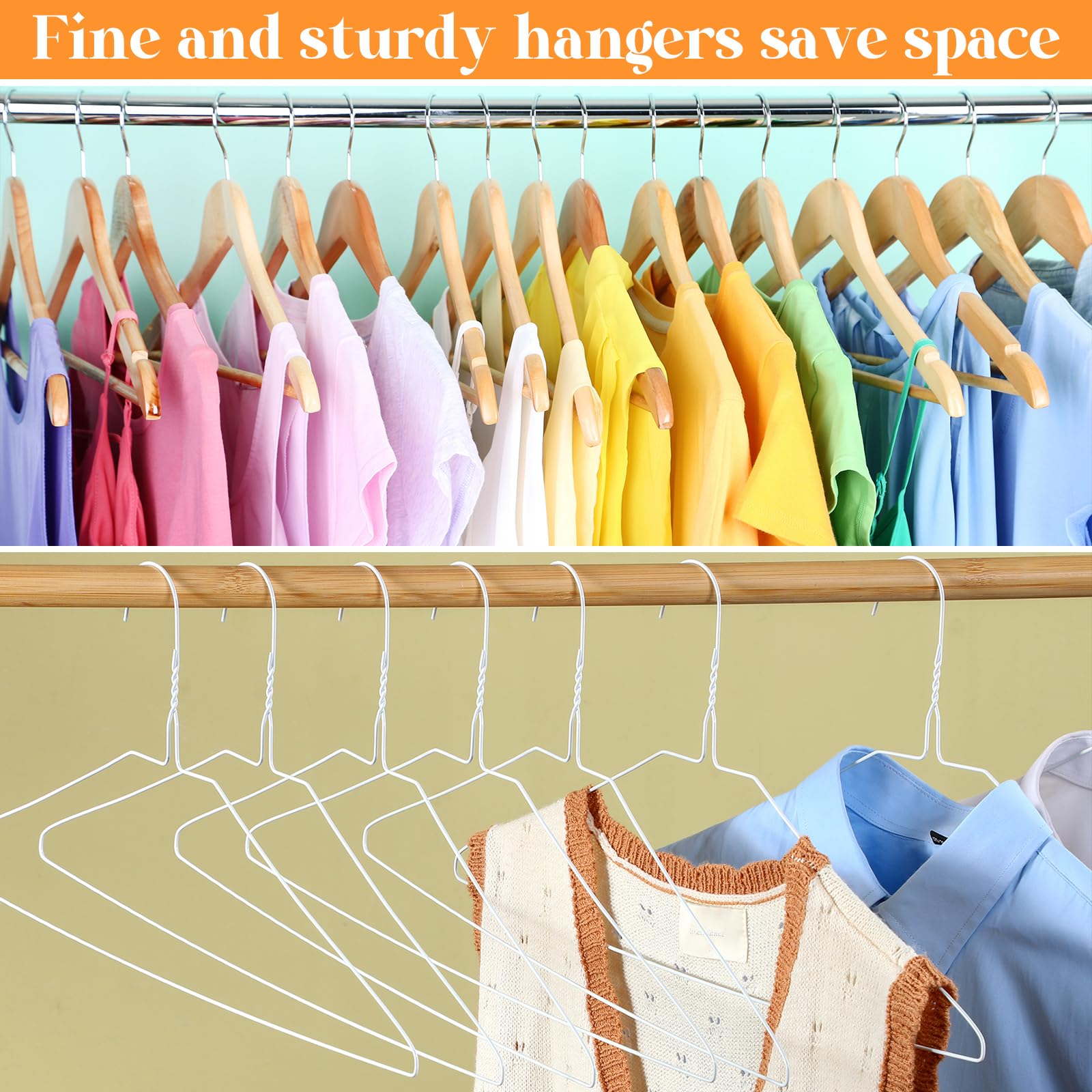 Yuntau caped clothing hangers ideal for shirts and blouses in closets.