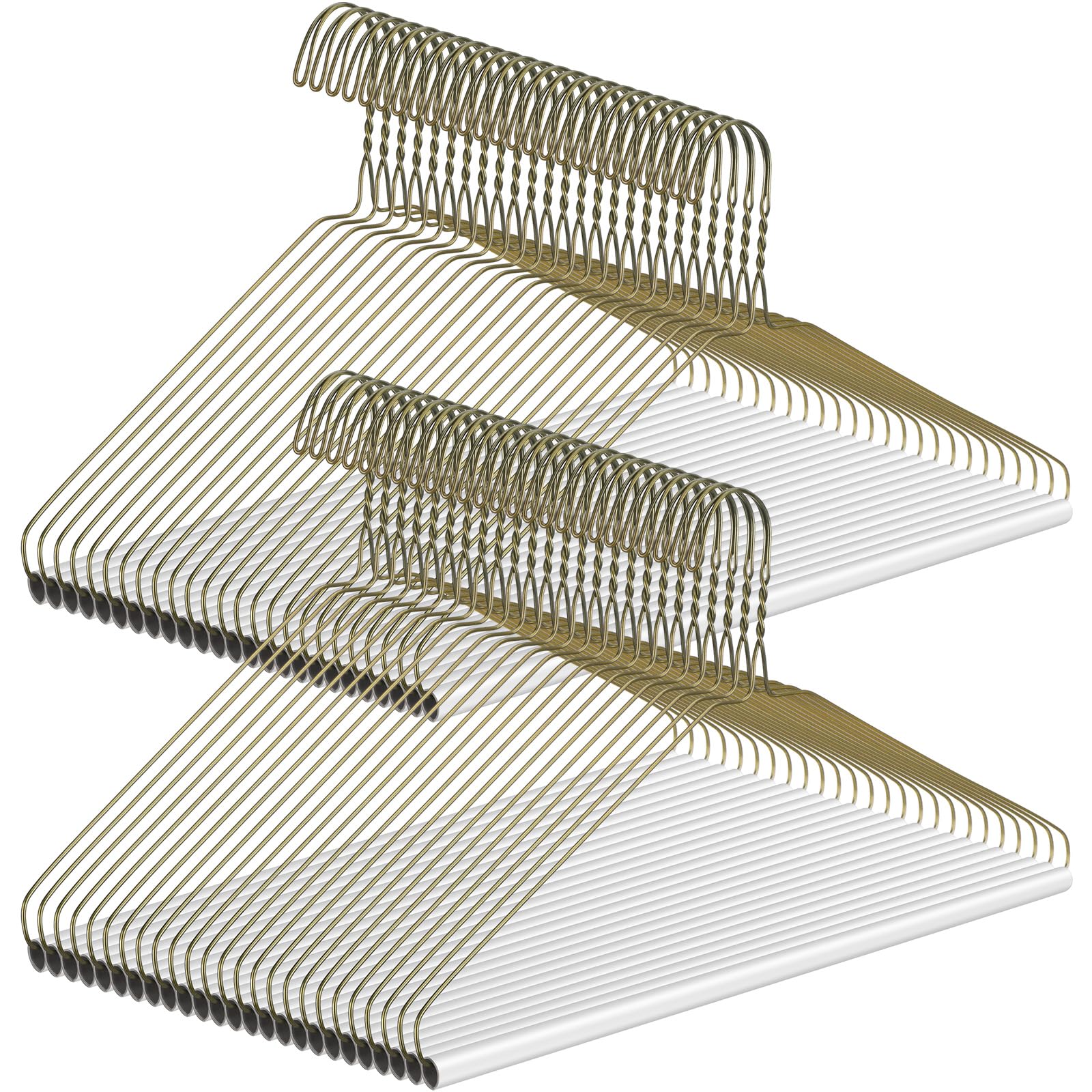 Yuntau dry cleaner hangers in gold with tubes keeping skirts and pants neatly organized