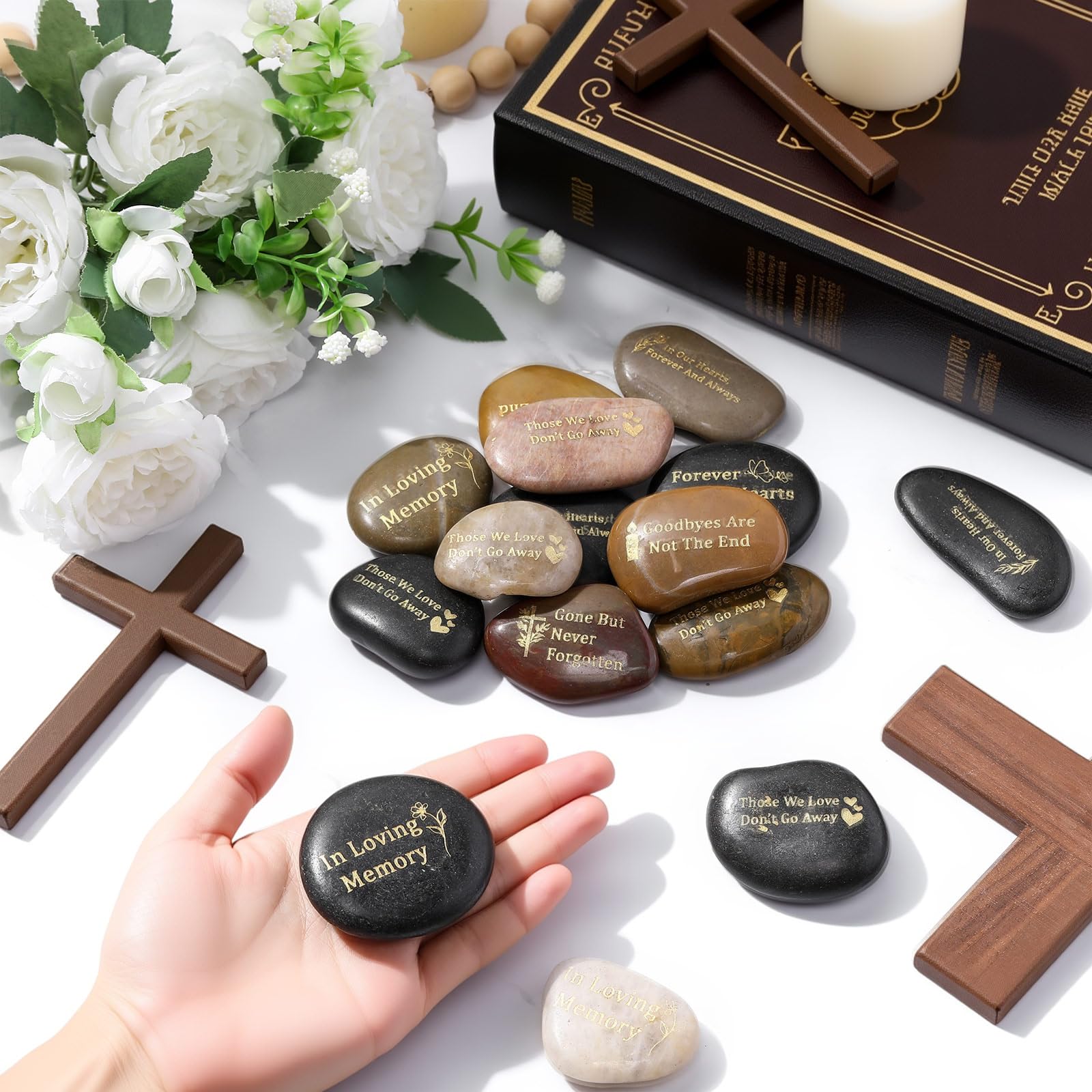 Yuntau memorial stones as elegant home or table decorations.