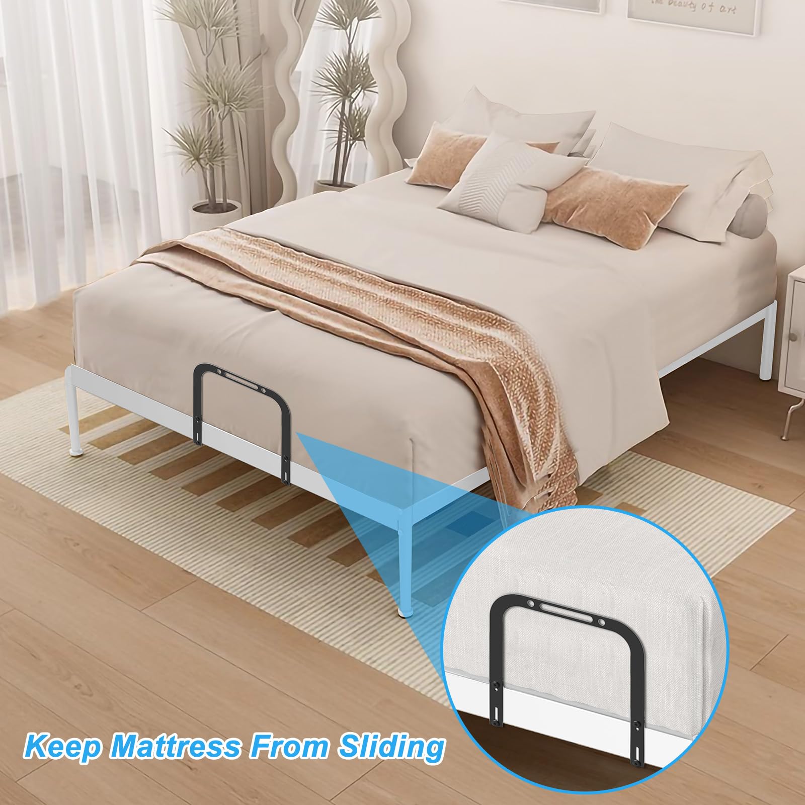 Not compatible with upholstered frames, skirts, or adjustable bases