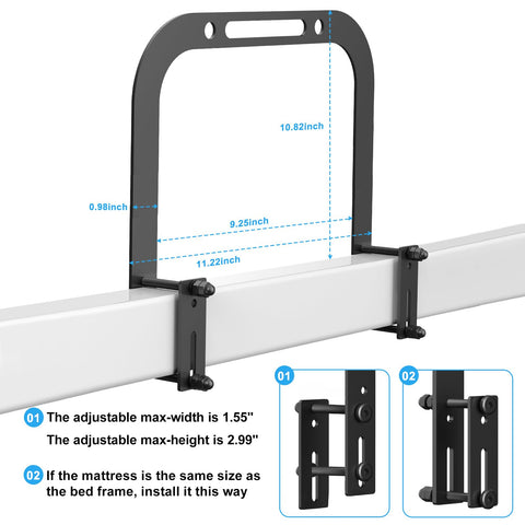 Protective metal sheet locks onto the frame to prevent scratches during adjustment