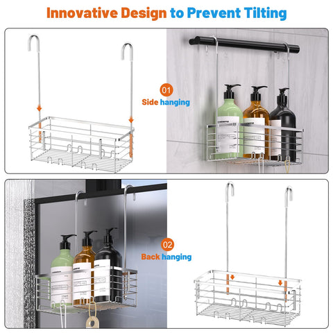 YUOROS shower caddy keeps shampoo and body wash within reach.