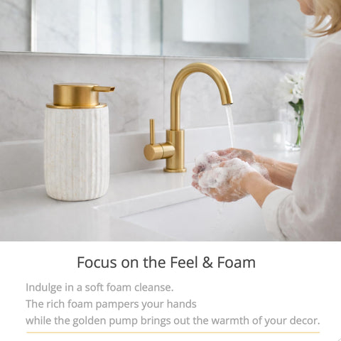 YURIAERY foam pump with gold top close-up highlighting elegant detail