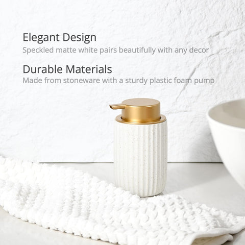 YURIAERY kitchen and bathroom setup with speckled dispenser