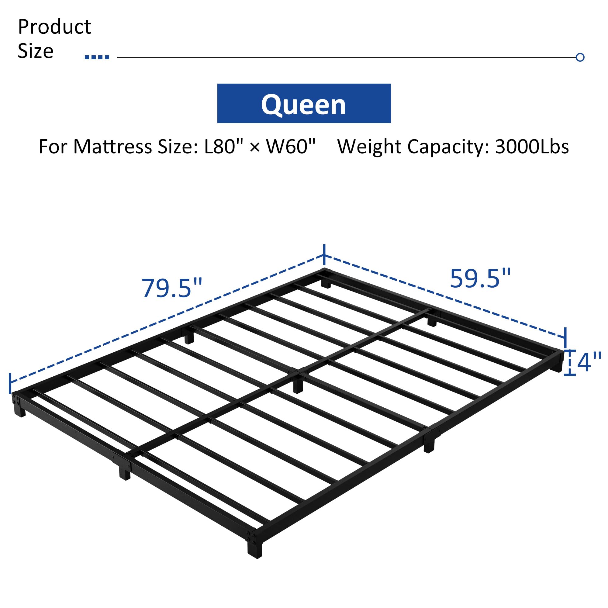 YUSENHEEI low-profile-queen-size highlights a near-ground design for safer use with kids and pets.