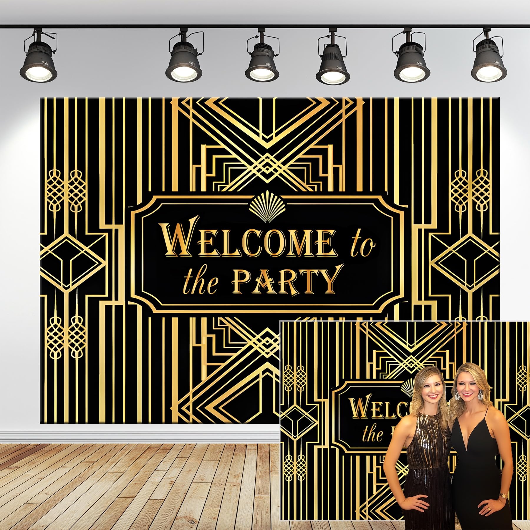 Yusino gold palm leaves decorate walls with vintage flair.