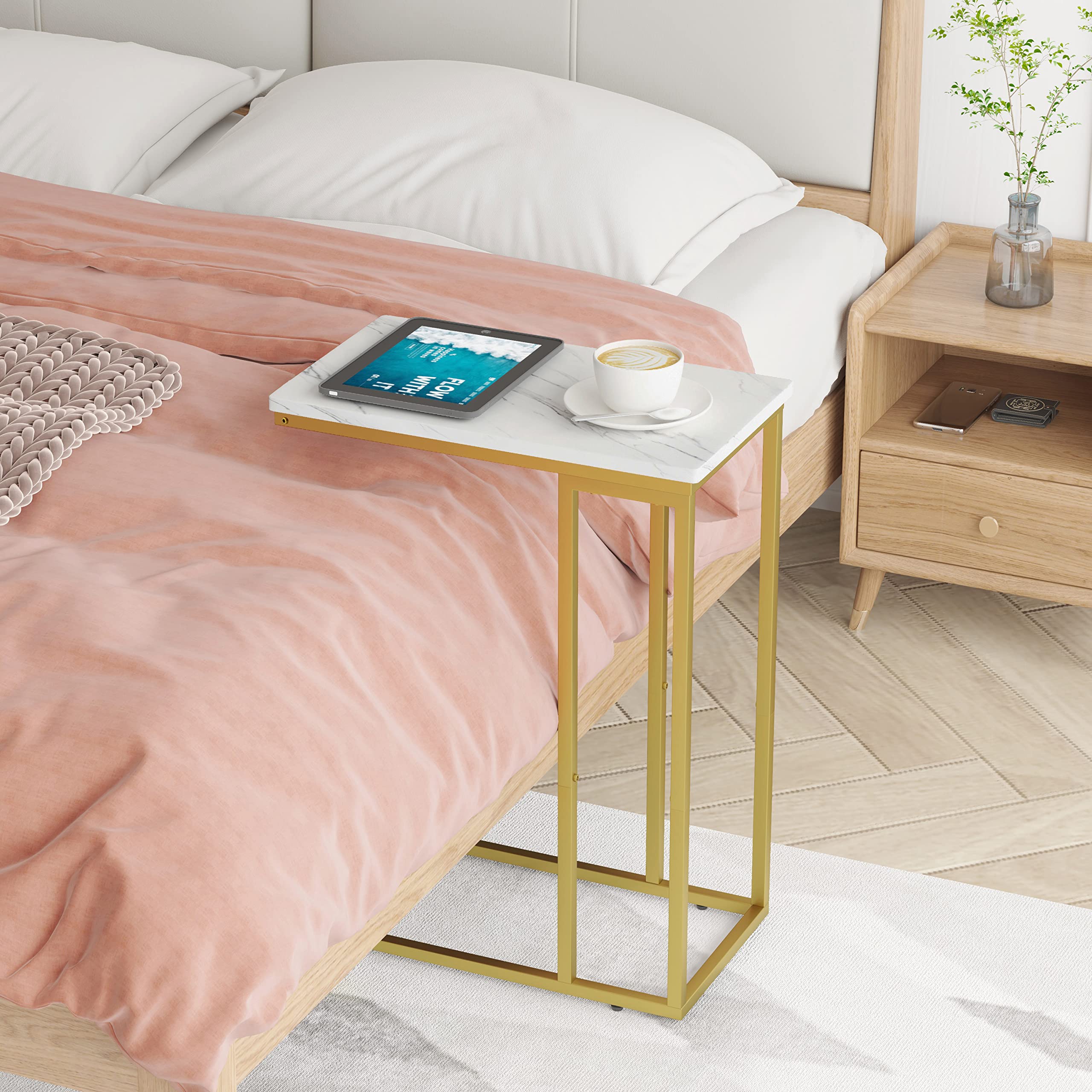Yusong marble-texture top enhances a small room's aesthetic.