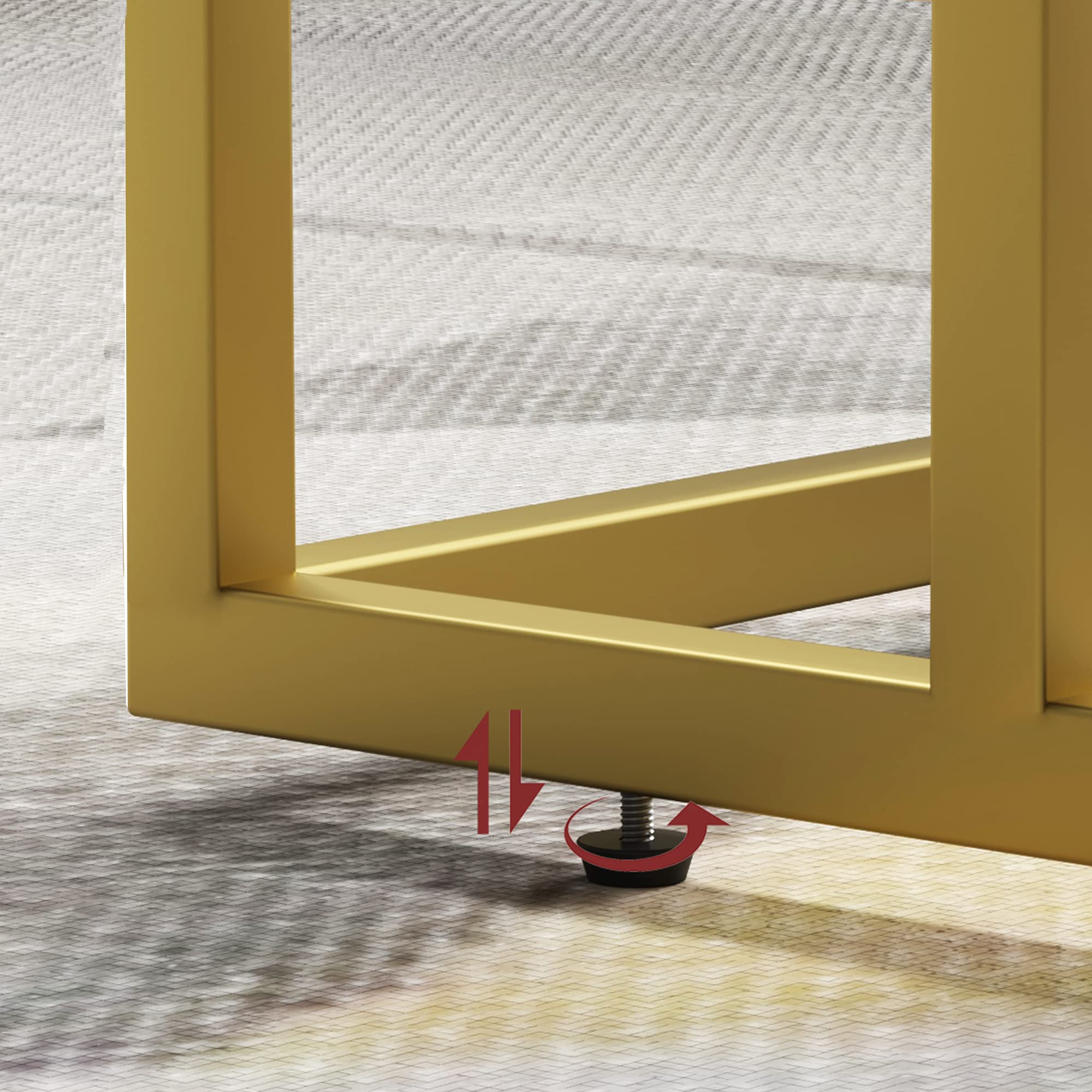 Yusong adjustable feet protect floors and keep the surface level.