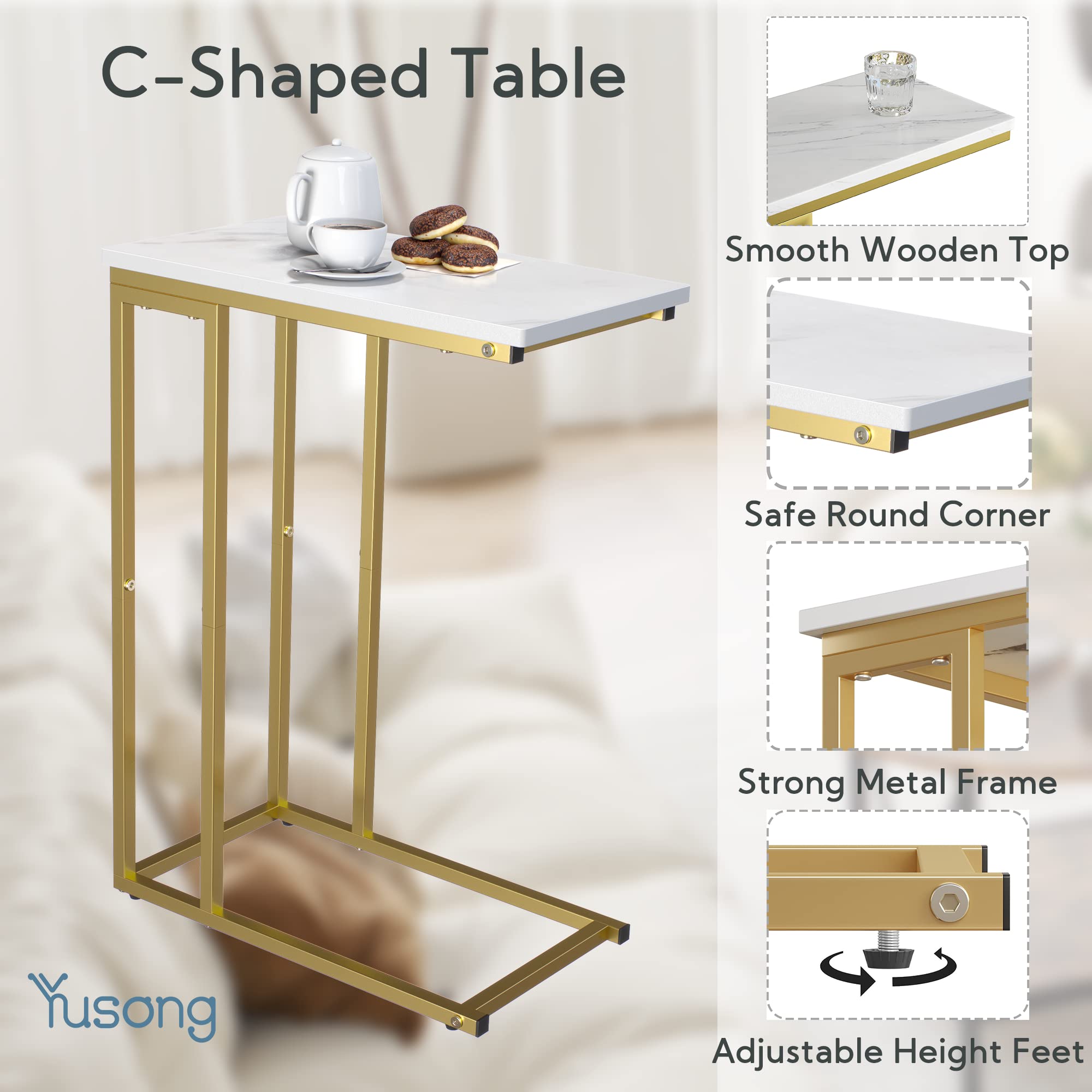 Yusong sturdy steel-frame end table with 35 lb capacity for daily use.